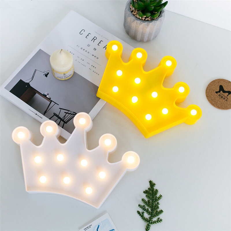 LED Crown Shape Ornaments Indoor Wall Hanging Night Light Baby Bedroom Christmas Decorate Kids Gift Wedding Birthday Party Decor