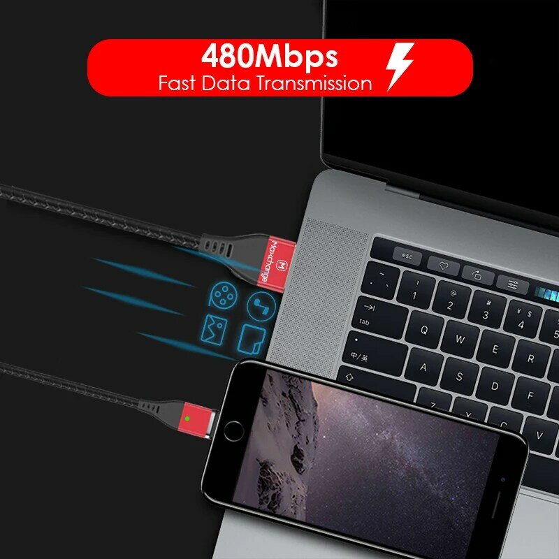 3A Magnetic USB Charging Cable For iPhone Magnet Micro USB Cable Fast Charge Type C USB C Cable Mobile Phone Data Cable Cord