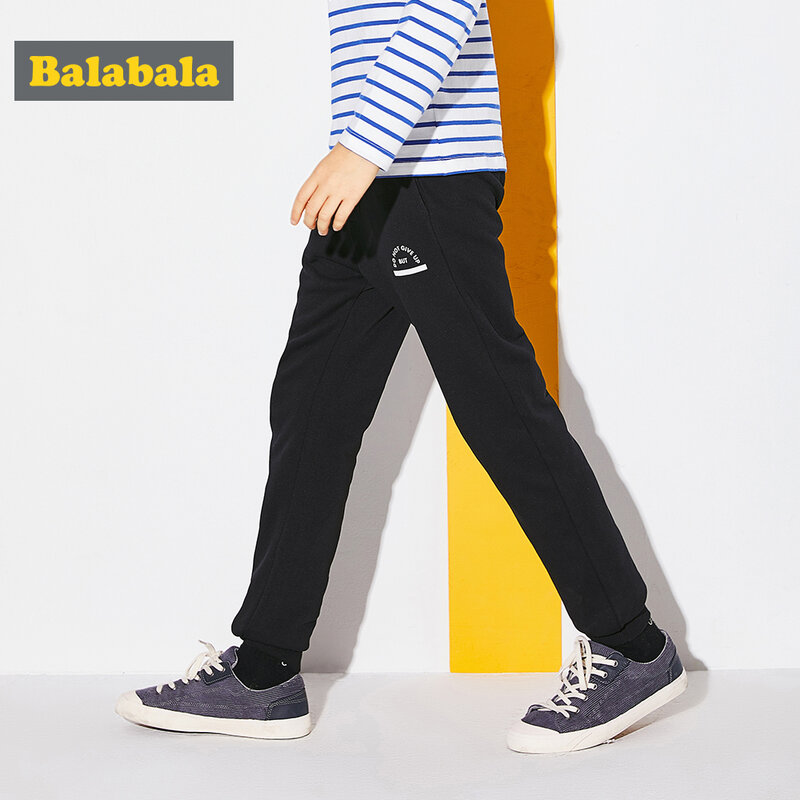 Balabala Boys Sweatpants with Side Pocket Sport Pants Teenage Boy Pull-on Pants with Drawstring Elastic Waistband and Ribbed Hem