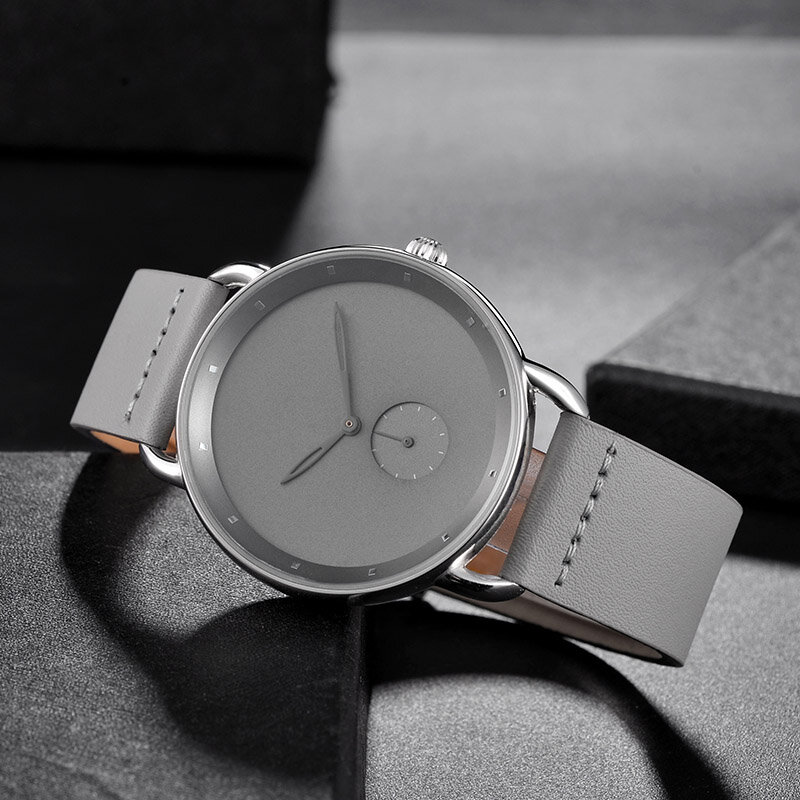 CL039-Reloj de pulsera de cuero genuino para Hombre, personalizado, de negocios, con logotipo, 2019