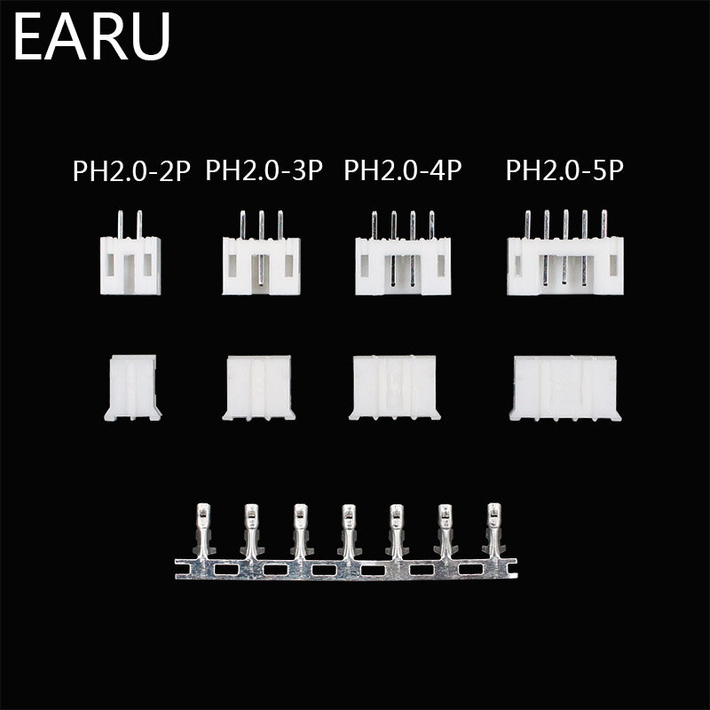 230pcs XH2.54 PH2.0 2p 3p 4p 5 pin 2.54mm 2.0mm Pitch Terminal Kit Housing Pin Header JST Connector Wire Connectors Adaptor