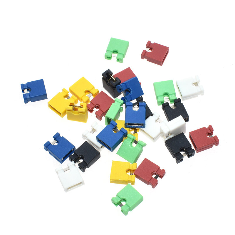 100PCS Pitch jumper shorted cap & Headers & Wire Housings 2.54MM SHUNT Black yellow white green red blue