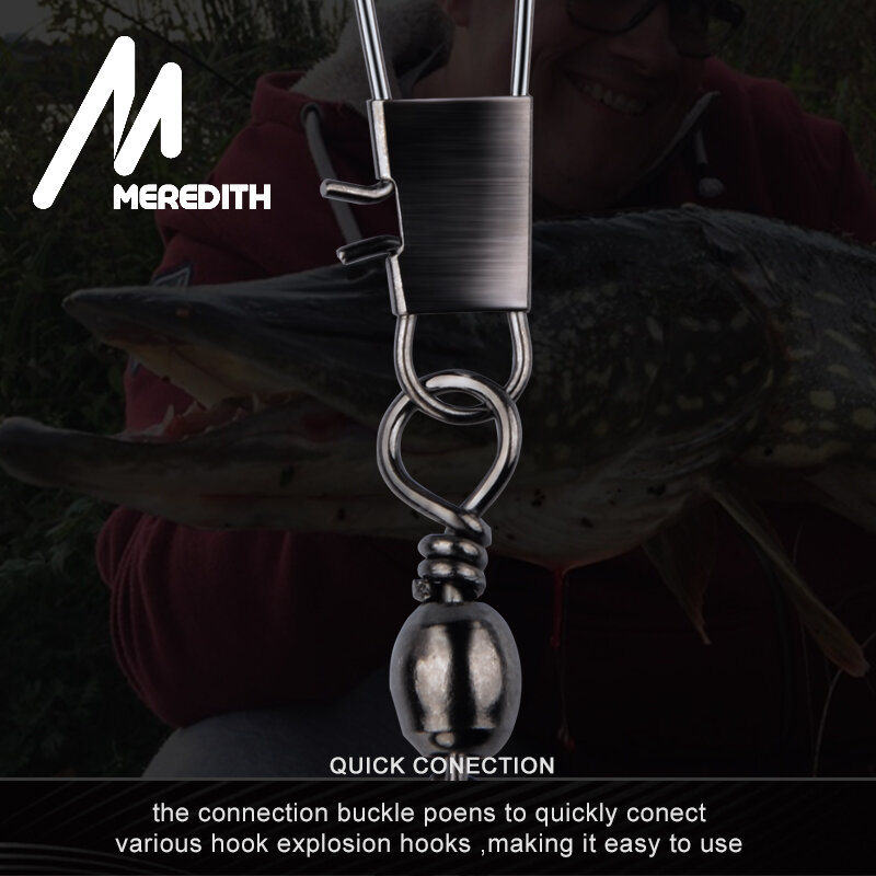 Meredith 50 pcs/lot conector de pesca pino rolamento giratório de rolamento de aço inoxidável com snap anzol isca tackle accessorie