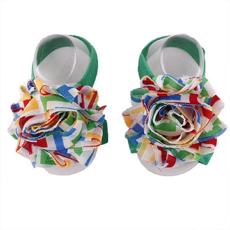 Hooyi-Calcetines de gasa para bebé y niña, accesorios florales para pies, de alta calidad, para 0 a 5 años, F1