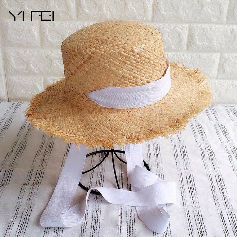 Sombreros de rafia tejidos a mano para mujer, sombrilla de paja, plegable, para playa, verano, 2018