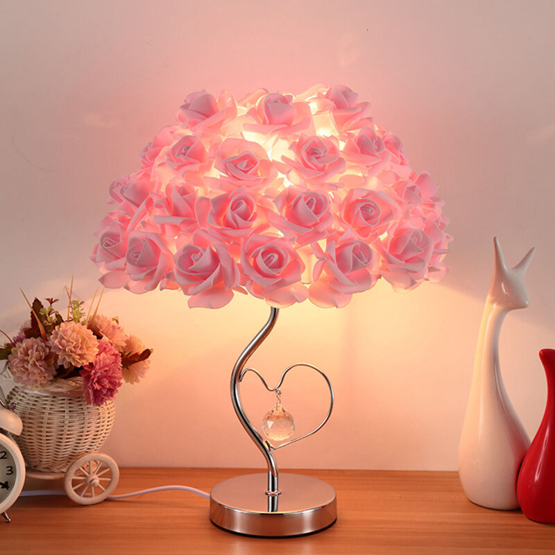Modern wedding decoration table lamp Valentine's Day Gift marriage bedroom bedside desk lamp creative Roses flower light