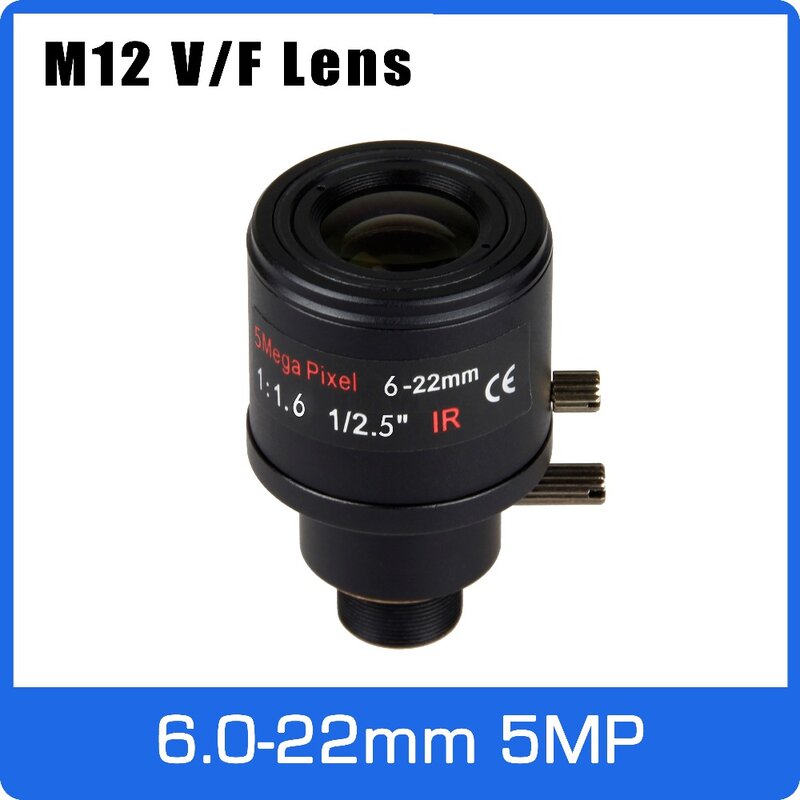 5Megapixel Varifocal CCTV Lens 6-22mm M12 Mount 1/2.5 inch Manual Focus and Zoom For 1080P/4MP/5MP IP/AHD Camera Free Shipping