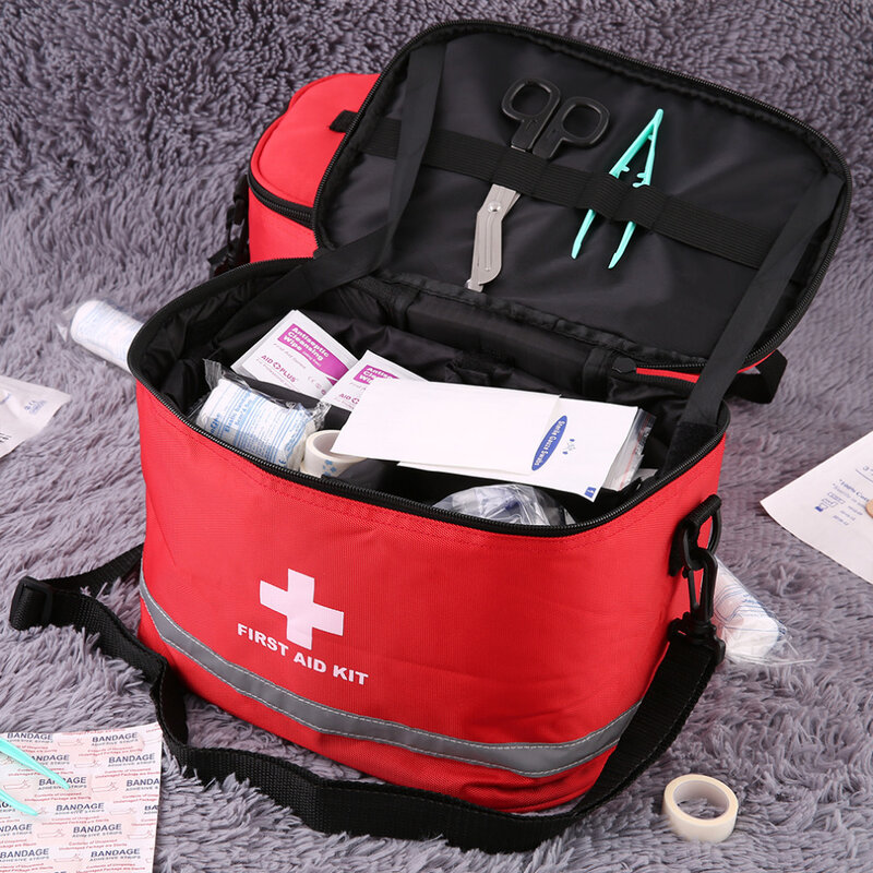 Red Nylon Medis Darurat Survival Kit Pertolongan Pertama Tas Mencolok Cross Simbol High-Density Ripstop Olahraga Camping Rumah Di Luar Rumah