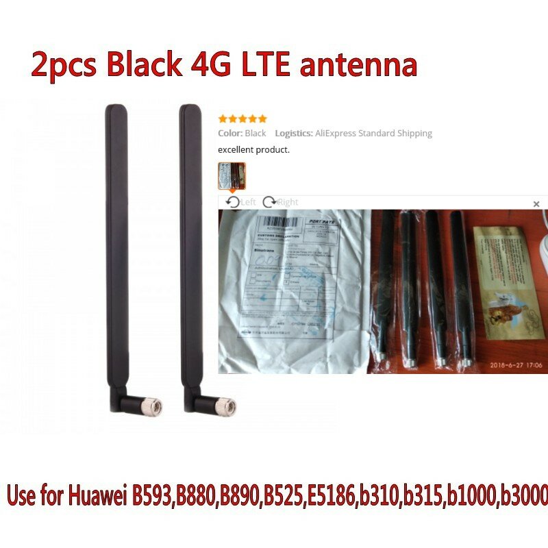 2 PCS B593 5dBi SMA Male Antenna for 4G LTE Router as B593 E5186 B315 B310 B525(White/black)