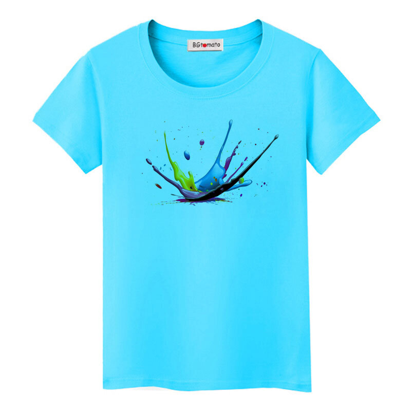 Maglietta creativa di goccia dell'inchiostro di colore di bgpomodoro maglietta fresca di estate di modo eccellente delle donne vendita calda magliette casuali nuovissime