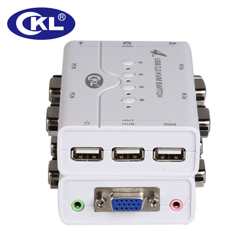 Przełącznik kvm VGA 4 Port USB 2.0 z kablami obsługa mikrofon audio do skanera, drukarki o wysokiej rozdzielczości 2048*1536 CKL-41UA