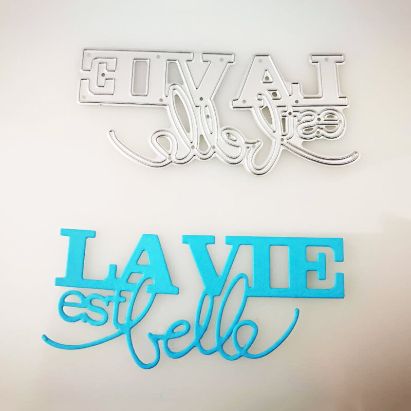 WYSE металлические Вырубные штампы Французское слово «La vie est belle» Штампы для скрапбукинга вырезанные Буквы для рукоделия карточки