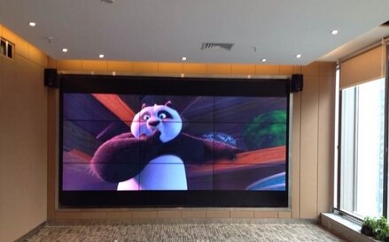 Panel de cine en casa de 46 "55", 3,5mm, bisel dividido, reproductor digital multimedia grande, HD, led, lcd, vídeo de pared