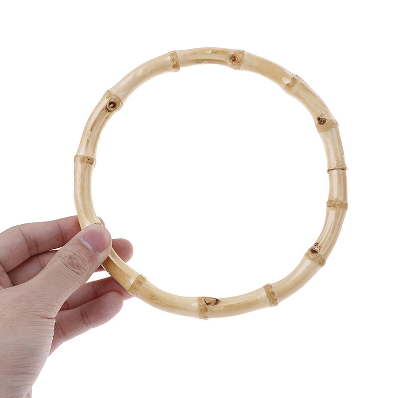 Asa redonda de bambú para bolso de mano, accesorio artesanal de 15x15cm /13x13cm, 2 tamaños, 1 par