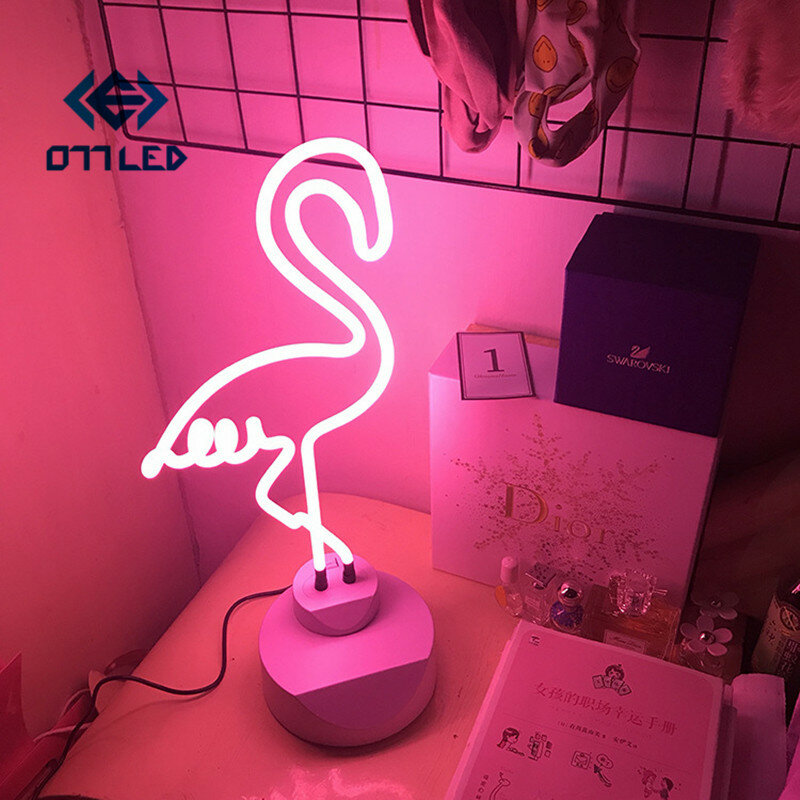 นีออนLEDโคมไฟตั้งโต๊ะโคมไฟข้างเตียงCloud Rainbow Flamingoสับปะรดคริสต์มาสปาร์ตี้ตกแต่ง 3Dตารางโคมไฟ