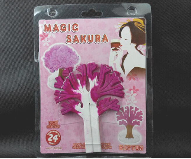 2019 135mm h árvore japonesa para cultivo, papel japonês rosa grande mágico cultivo de árvores japonês kit árvore de cerejeira para mesa brinquedos para crianças