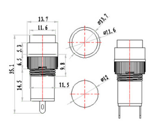 Lámpara indicadora de señal led, NXD-212, 12mm, agujero, indicador eléctrico, 110v, 220v, 380v