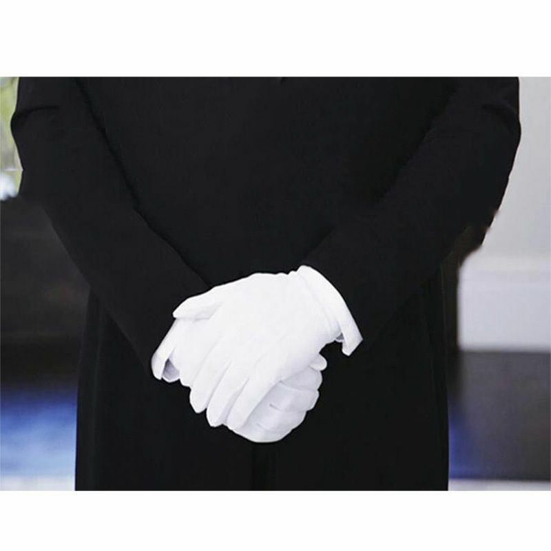 Luvas formais brancas para adultos, pulsos elásticos, desfile de recepção em poliéster, inspeção masculina, inverno, 1 par