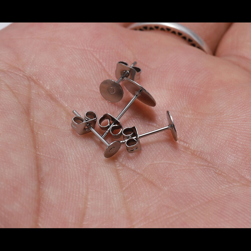 20-100 pz/lotto oro acciaio inossidabile vuoto Post orecchini a bottone perni di Base con risultati della spina dell'orecchino Ear Back per la creazione di gioielli fai da te
