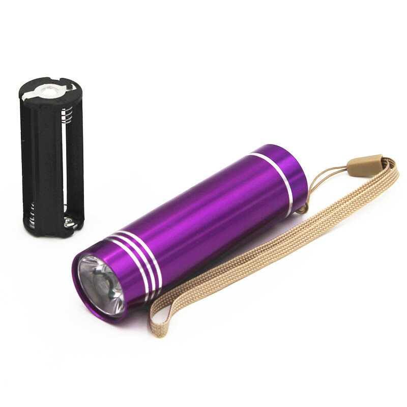 Mini linterna de aluminio, luz ultravioleta blanca/UV, lámpara multicolor, 3 pilas AAA
