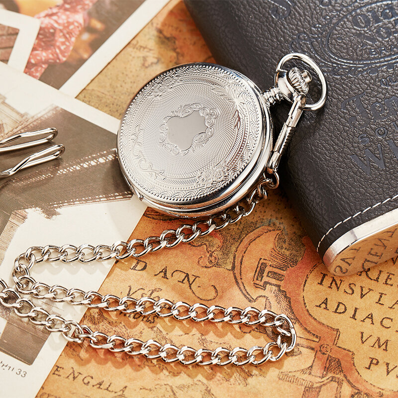 Collection Steampunk Vintage Roman Numerals Dial Quartz Pocket Watch Luxury Gold Case Necklace Pendant Clock Chain Men's Reloj