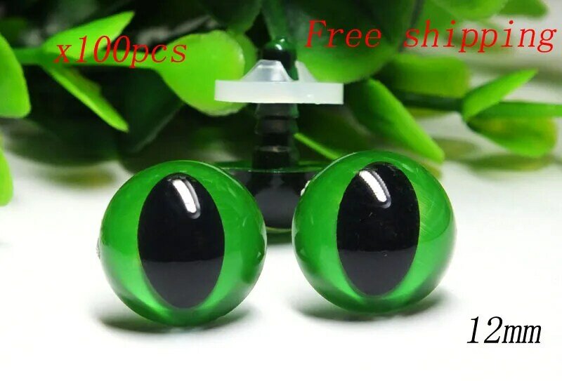 Yeux de sécurité colorés pour chat, 12mm, 50 paires de rondelles pour la couleur verte