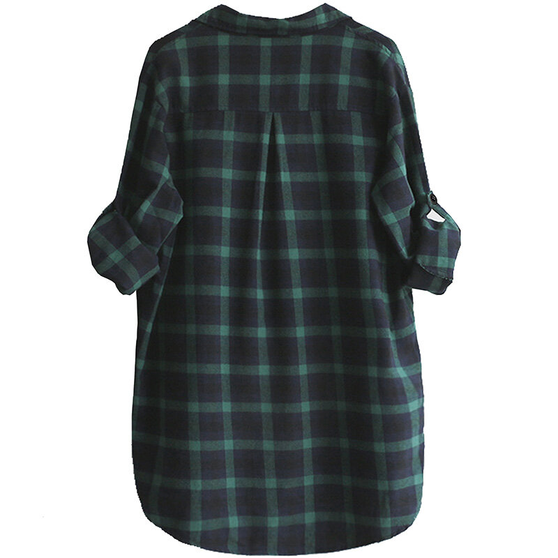 Chemisier à carreaux en coton à manches longues pour femmes, chemise décontractée, mode printemps et automne, 2019