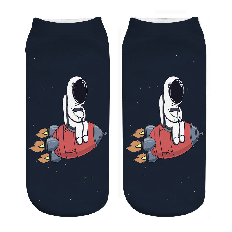 RUNNING CHICK Astronauts Rocket Photo Print Socks New Dropship