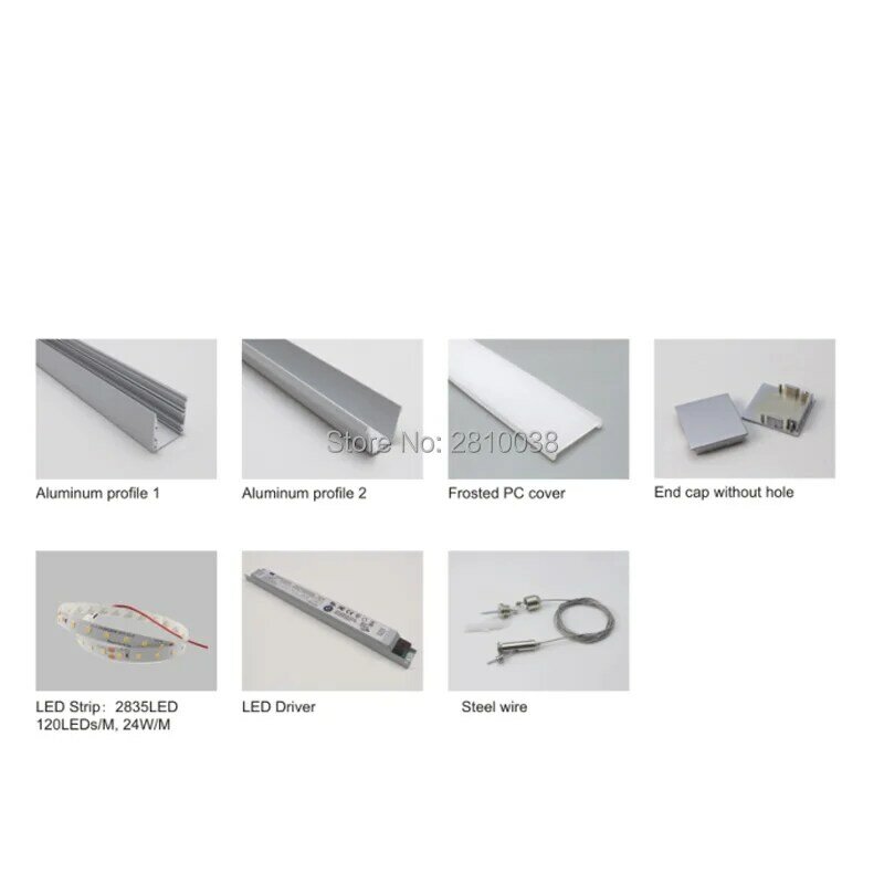 100X 1M Sets/Lot U Shape aluminum led channel and 30x32 square led profile aluminum for suspension or hanging light