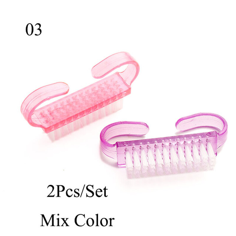 2Pc Cleaning Nail Brush Pink Purple Color Clean Tools For Acrylic & UV Gel Dust Remove Professional Tips
