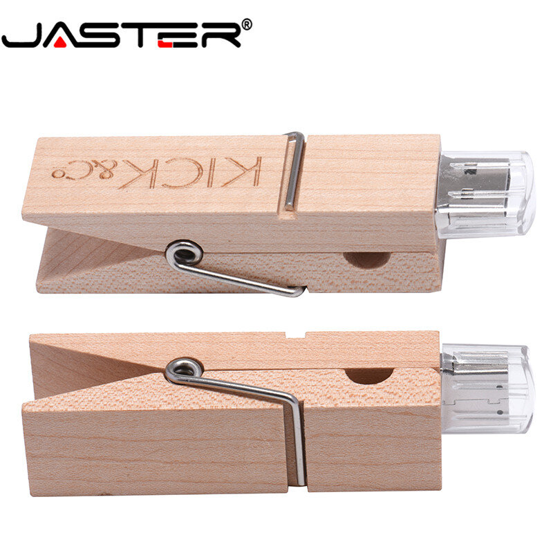 JASTER wooden clamp USB flash drive 4GB 8GB  grip pendrive 16GB pensenality clip Memory Stick pendrive logo customization gift