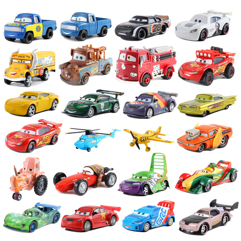Disney Pixar 2/3 spielzeug auto McQueen auto könig 1:55 druckguss metall legierung modell spielzeug auto 2 kinder geburtstag/weihnachten geschenk
