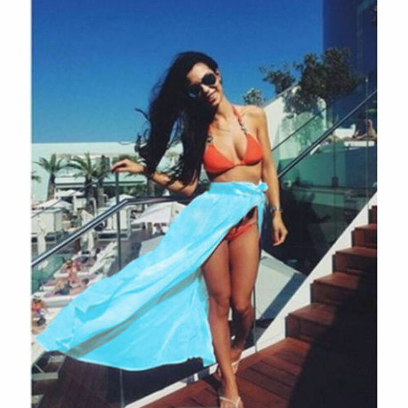 Frauen Chiffon Bademode Bikini Set Cover Up Strand Maxi Wrap Rock Sarong Pareo Sommerkleid