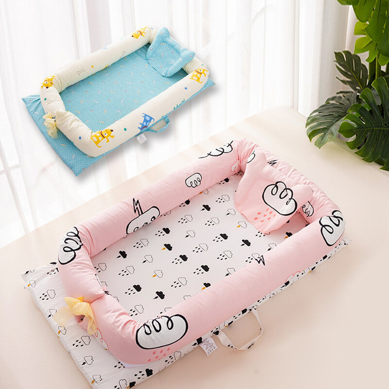 Łóżeczko dla dziecka przenośne składane łóżeczko dziecięce Cartoon dzieci miękkie legowisko z bawełny kołyska pościel łóżeczko dziecięce gniazdo bawełniane niemowlę łóżko turystyczne
