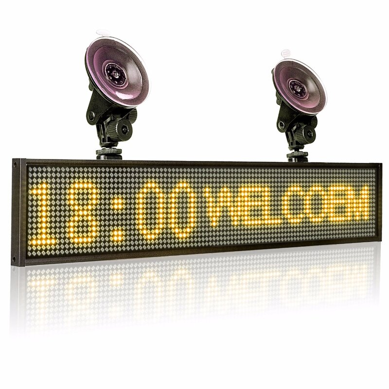 12V P5 Car LED Sign Indoor Storefront LED Open WiFi Programmable Scrolling SMD LED Display Board Business Rear Window LED Yellow