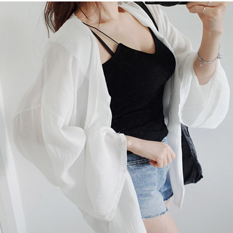 New summer Korean version of the sun protection clothing female long section cardigan beach clothing wild thin jacket tide beach