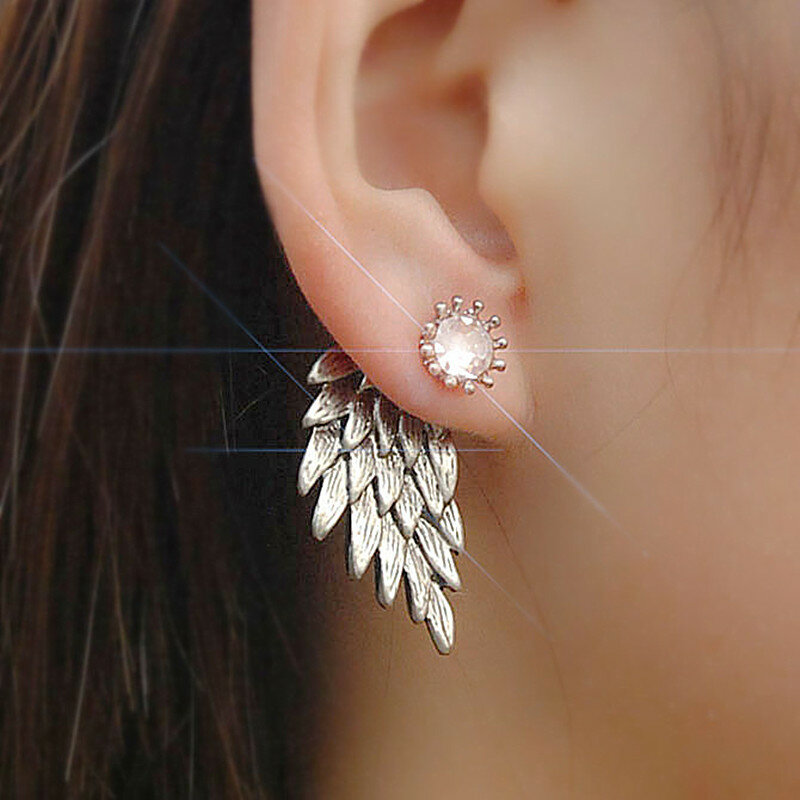 Boucles d'oreilles en perles simulées pour femmes, ailes d'ange, cuir chevelu, fleurs de plumes, bijoux de mariage, nouvelle mode