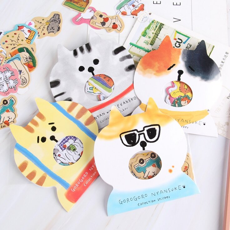 30 sztuk/paczka słodki kociak naklejki dekoracyjne naklejki papiernicze Scrapbooking DIY pamiętnik Album Stick Label