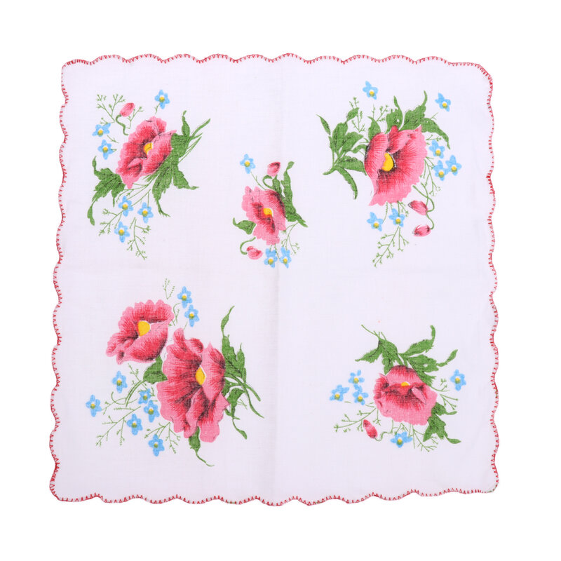 Lenço quadrado feminino de algodão da moda, lenço quadrado fofo com estampa de flor, lenço para presente de festa de casamento com 10 peças