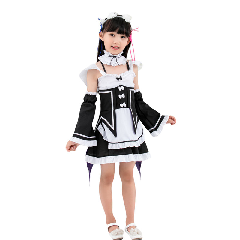 ELBCOS RE Zero Life in a Different World From Zero Kids Ram Rem Cosplay Costume Apron Dress