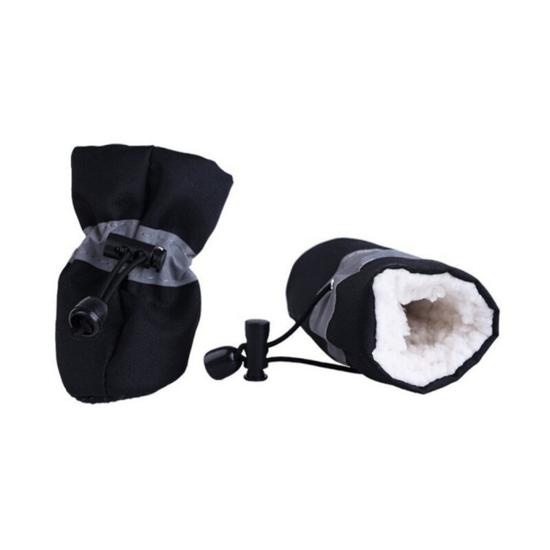 New 4pcs/set Pet Winter Warm Soft Cashmere Anti-skid Rain Shoes For Dog Pet Windproof Soft Footwear Anti-slip Waterproof Shoes