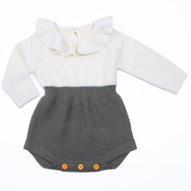 Romper Baju Bayi Perempuan Baru Lahir Atasan Rajut Wol Romper Lengan Panjang Baju Setelan Hangat Bayi Perempuan