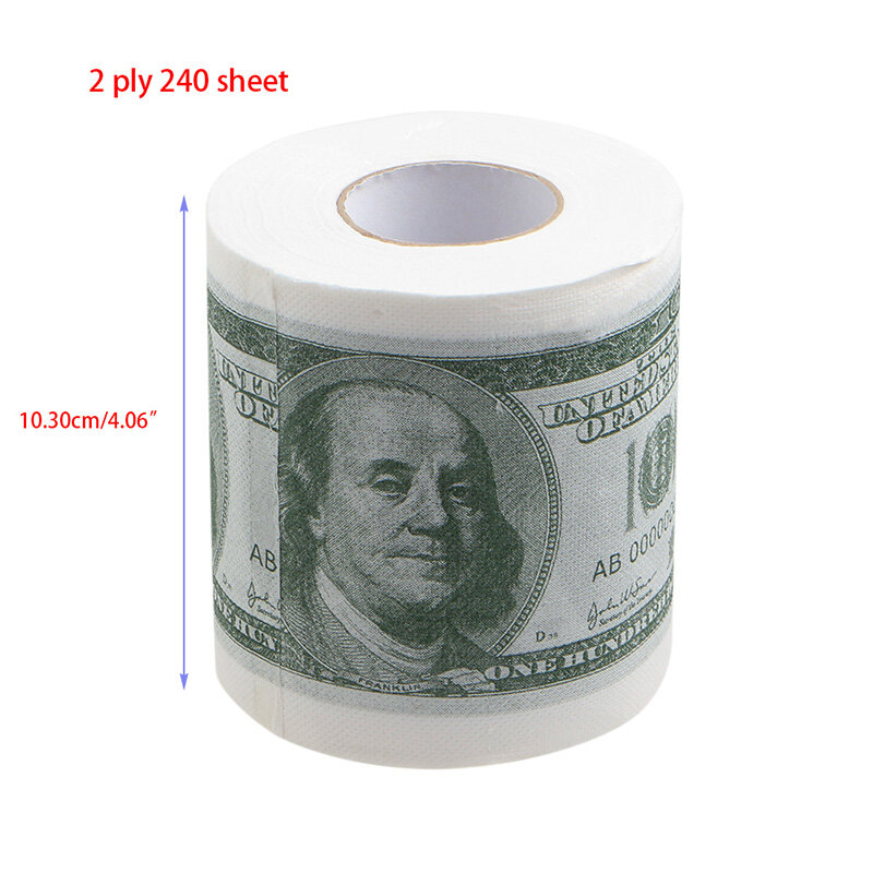Engraçado Cem Dólares Bill Papel Higiênico Rolo, Rolo De Dinheiro, Presente Novidade, $100, 1Pc