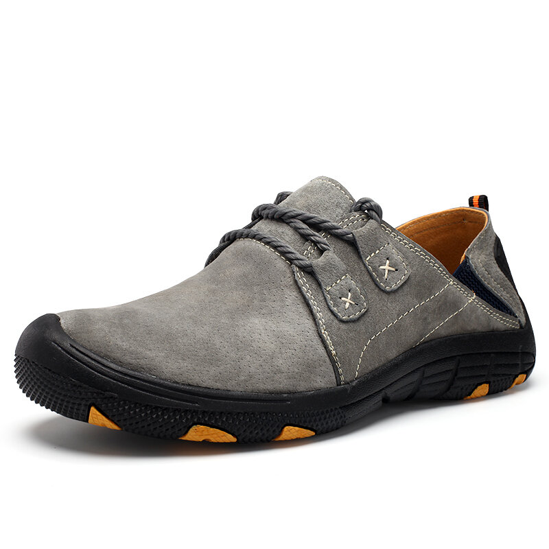 Sapatos casuais de couro genuíno vancat, calçados masculinos respiráveis de camurça para treinamento ao ar livre e caminhada