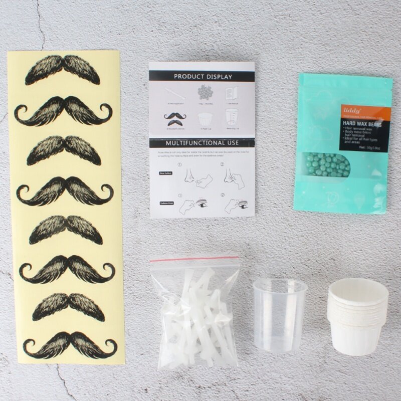 Kit de cera de nariz indolor portátil para homens e mulheres, feijões de limpeza, papel-livre, depilação, conjunto de cabelo