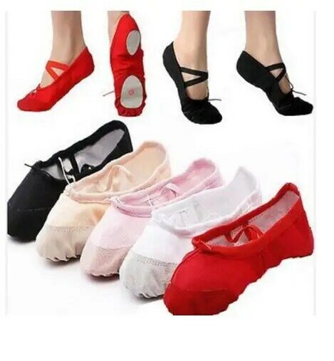 รองเท้าเต้นบัลเลต์สำหรับเด็กผู้หญิงหญิงสาวรองเท้าบัลเล่ต์5สีรองเท้าพลาสติกสีแดง