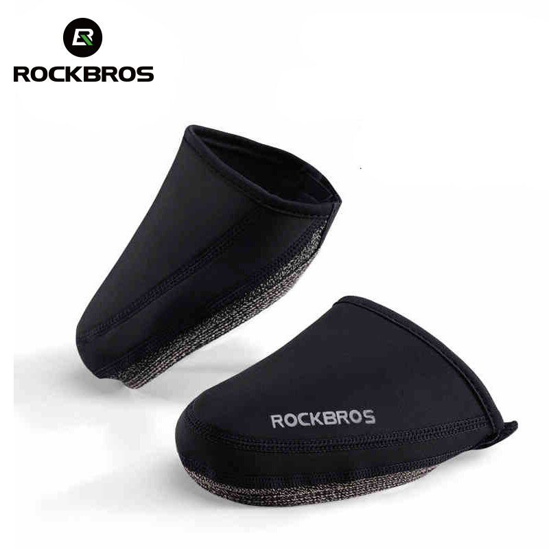 ROCKBROS-funda para zapatos de ciclismo, cubierta a prueba de viento, tela resistente a la abrasión, mantiene el calor, cubre zapatos de bicicleta de montaña y carretera, color negro