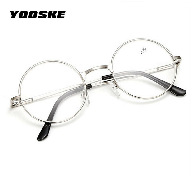 YOOSKE Homens Retro Rodada Óculos de Leitura Para Harry Potter Óculos de Armação de Metal Mulheres Hipermetropia óculos + 1.0 + 2.5 4.0
