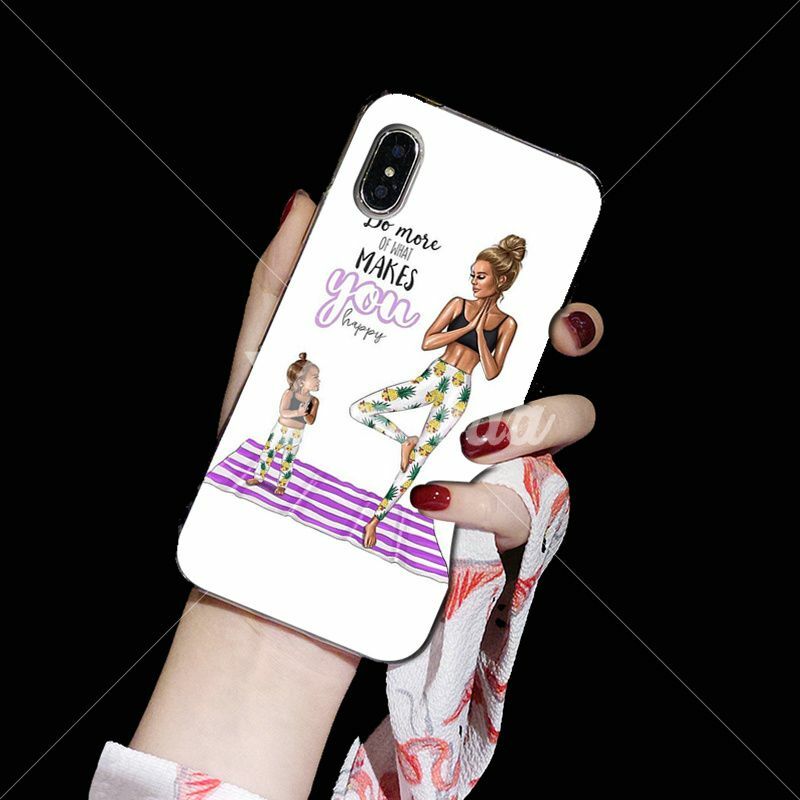 غطاء هاتف من Yinuoda بلون أسود وبني للشعر وأمي وفتاة كوين مصنوع من السيليكون الناعم لهاتف Apple iPhone 8 7 6 6S Plus X XS MAX 5 5s SE XR