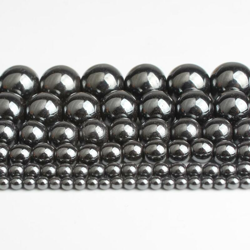 Black Hematita Round Beads para Fazer Jóias, Pedra Natural, Escolha o Tamanho, Atacado, 2mm, 3mm, 4mm, 6mm, 8mm, 10mm, 12mm, 16 em por Strand